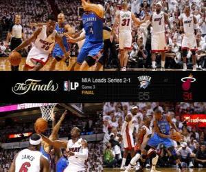 пазл НБА финал 2012, 3 игры, Оклахома-Сити Тандер 85 - Майами тепло 91